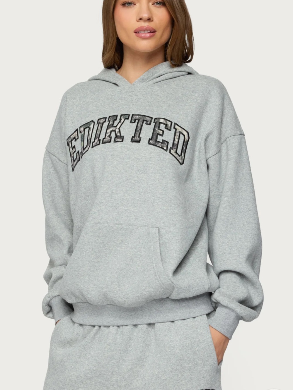 Edikted Light Gray Camo Hoodie - Picture 2 of 2